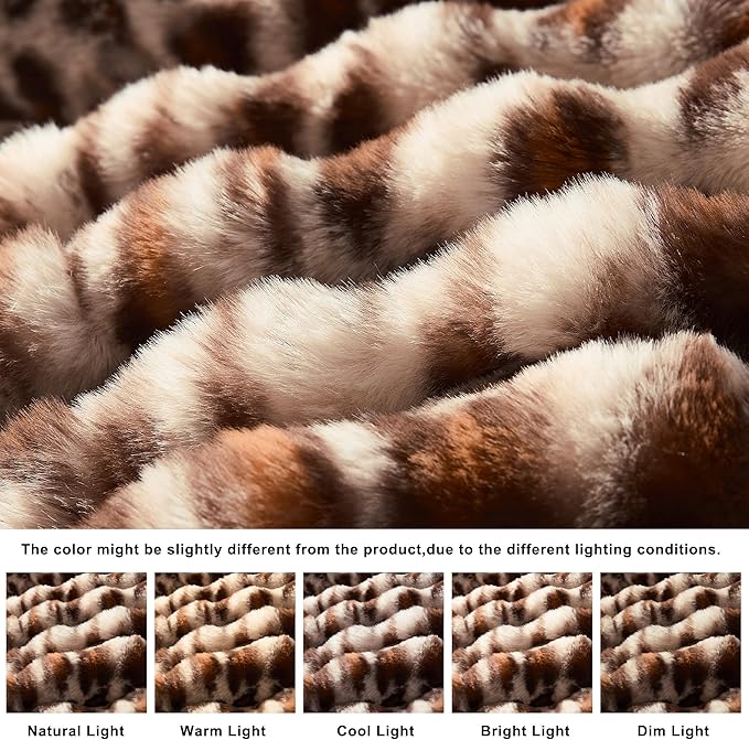 WDCOZY Cheetah Leopard Print Bubble Throw Blanket, Luxury Faux Rabbit Fur Mink Plush Throw for Couch, Sofa and Bed, Soft Fluffy Fuzzy Cozy Blanket for Women, Thick and Warm, 60x80 inches, 950 GSM