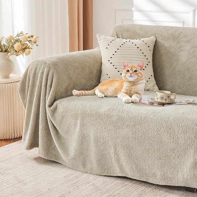 EMME Fluffy Soft Blanket Twin Size - 60"*80" Green Soft Fluffy Warm Throw Blankets for Couch, Sofa, Chair, Bed, Camping, Picnic, Travel Lightweight Bed Blanket