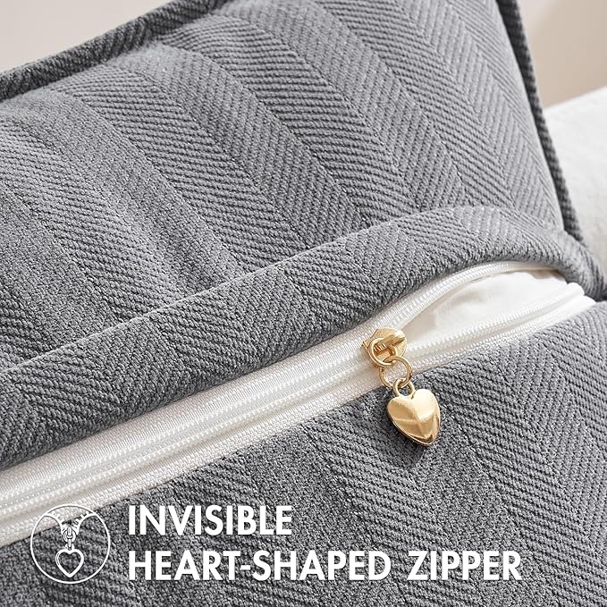MIULEE Pack of 2 Grey Decorative Pillow Covers 20x20 Inch Soft Chenille Luxurious Couch Throw Pillows Farmhouse Cushion Covers with Elegant Design for Sofa Bedroom Living Room Home Decor