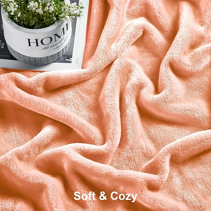 DREAMNINE Extra Large Fleece Blanket, Soft Comfy Fluffy Bed Blanket Full Size 80" x 90", Luxury Decorative Fuzzy Blanket for Bedroom, Big Cozy Shaggy Warm Flannel Blankets for Winter Autumn Pet, Peach