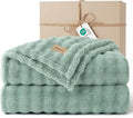 Bedsure 3D Fleece Bubble Blanket - GentleSoft Green Queen Blanket for Bed Sofa Room Decor - Luxury Soft Cozy Gifts for Women, Lightweight, All Seasons, Sage Green, 90"×90"