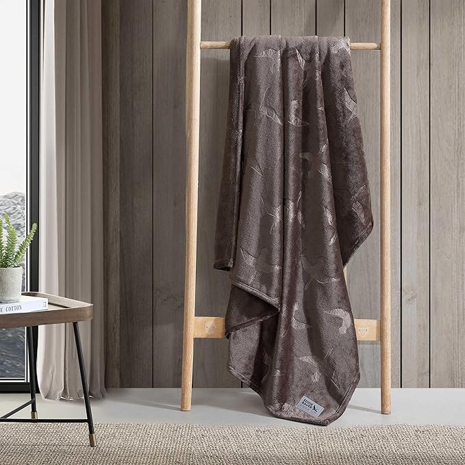 Eddie Bauer - Throw Blanket, Ultra-Soft & Embossed Plush Bedding, Blanket for Couch & Bed (Geese Dark Brown, 50" x 70")