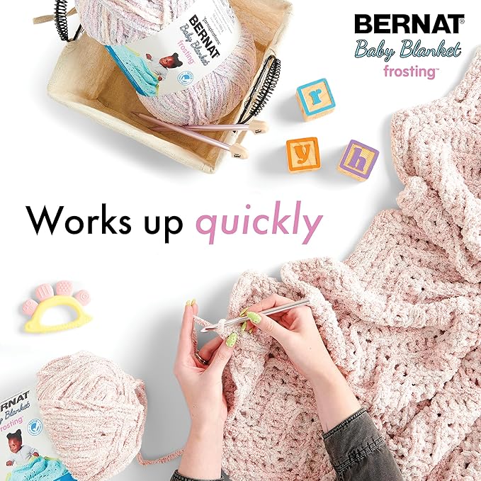Bernat Baby Blanket Frosting Lilac Lounge Yarn - 1 Pack of 10.5oz/300g - Polyester - #6 Super Bulky - 220 Yards - Knitting & Crochet