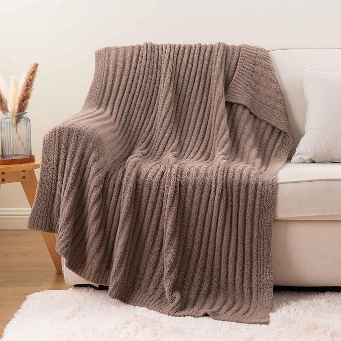 BATTILO Fluffy Soft Throw Blanket for Couch, Knit Fuzzy Plush Camel Throw Blankets, Cozy Warm Lightweight Blanket for Bed, Sofa, Home Decor, 50"x60"