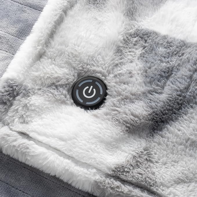 Berkshire Blanket Heated Throw Blanket, Grace Fur to Loftmink Reversible Electric Throw with 4 Heat Levels, Fast Heating Printed Throw for Couch and Bed, Auto Shut-Off Feature (50"x60")