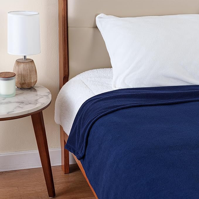 Berkshire Blanket Microfleece Twin Size Bed Blanket Navy,Lightweight Soft Breathable Plush Micro Fleece Blanket for Bed Couch Sofa,60x92 Inches