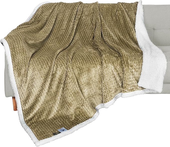 Catalonia Sherpa Throws Blanket, Super Soft Comfy Fluffy Fuzzy Fleece Plush Blanket for Sofa Couch Bed Reversible All Season for Senior Adults
