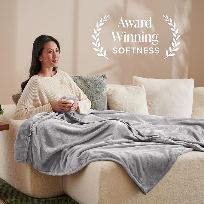 Bare Home Fleece Blanket - Throw/Travel - Ultra-Soft Lightweight for Bed, Sofa, and Couch - Luxury Microplush - Cozy Warm Blanket (Throw/Travel, Light Grey)