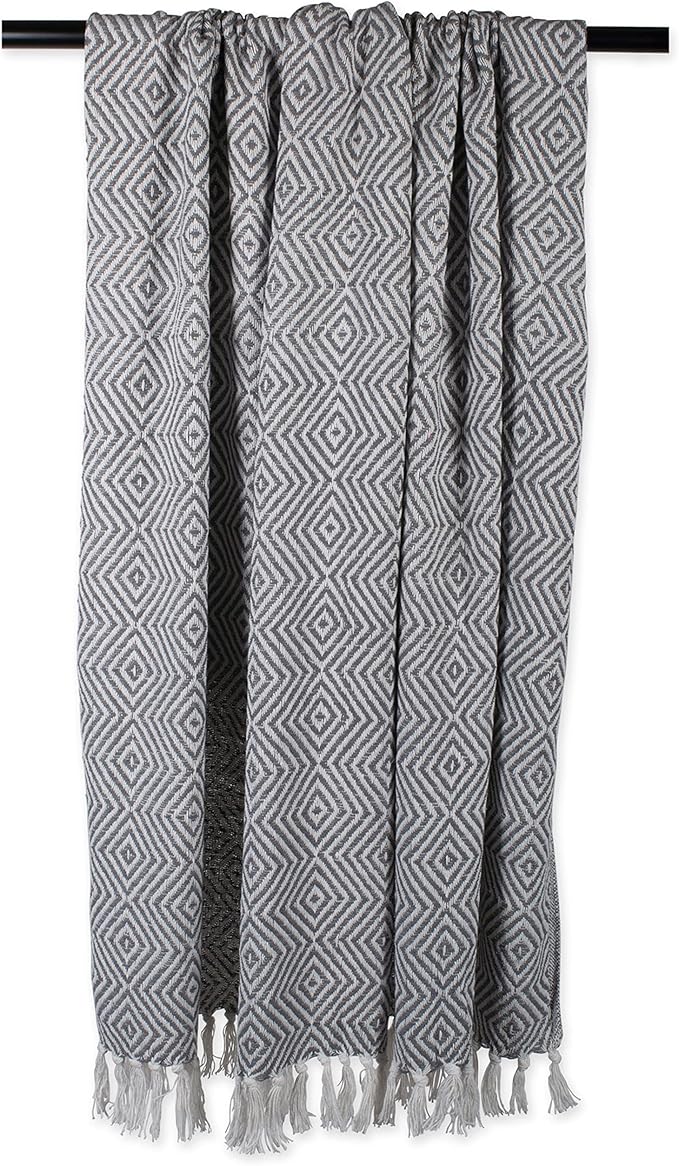 DII Rustic Farmhouse Cotton Chevron Blanket Throw with Fringe for Chair, Couch, Picnic, Camping, Beach, & Everyday Use, 50 x 60 - Urban Chevron Mineral