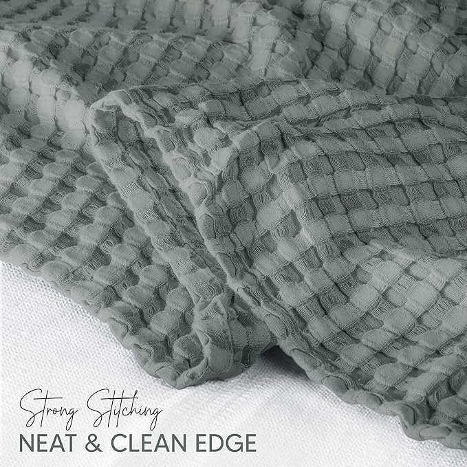 Utopia Bedding Cool Grey 100% Cotton Waffle Blanket 300 GSM [Throw - 50x60 Inch] Soft Lightweight Breathable Bed Blanket for All Season