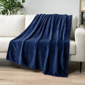 PAVILIA Navy Blue Fleece Throw Blanket for Couch Twin Size, Dark Blue Super Soft Fuzzy Flannel Throw for Sofa, Luxury Plush Microfiber Blanket Twin Bed, Home Decorative Velvet Gift Blanket, 60x80