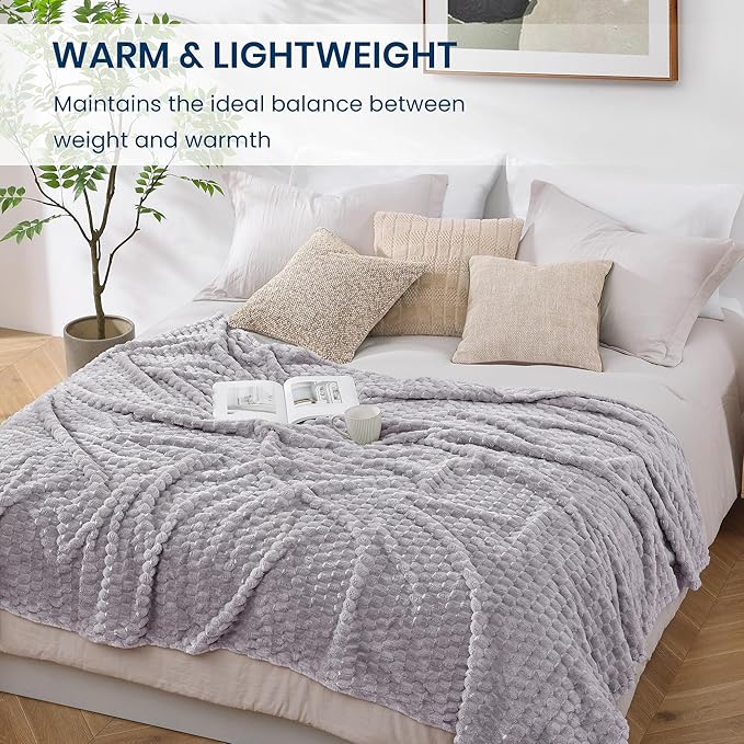 Monbix Cloud Grey Fleece Throw Blanket for Couch- Room Decor Soft Cozy Blankets for Women, Lightweight Fleece Flannel Bed Blanket Suitable for All Seasons(50"×60",Cloud Grey)