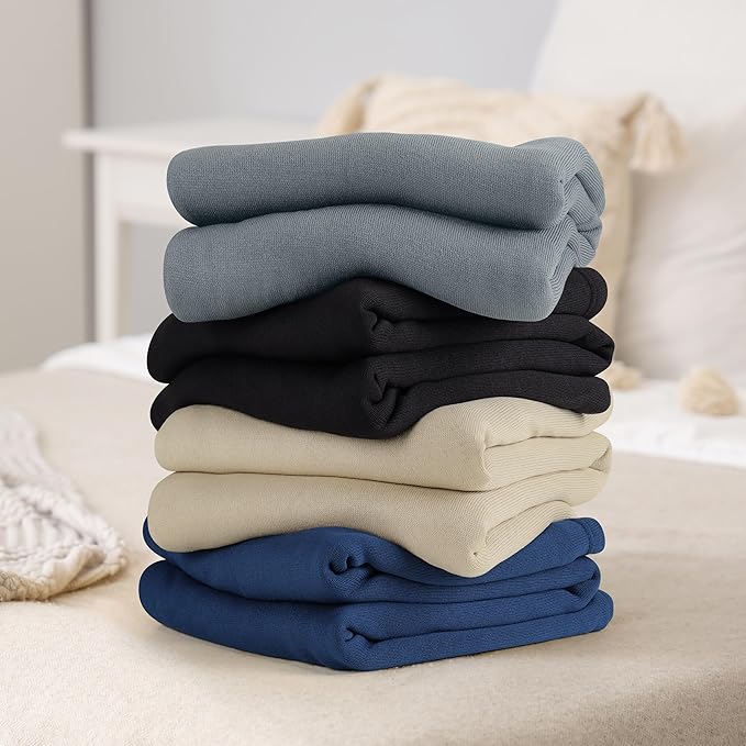 Utopia Bedding Knit Blanket King Size (90x102 Inches, Navy) Soft Lightweight Jersey Breathable Sweatshirt Blanket for Bed,Couch & Sofa
