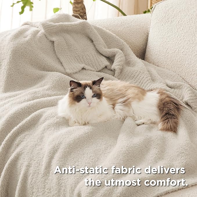 Bedsure Gentlesoft Beige Twin Blanket for Couch - Super Soft Cozy Fluffy Throw Blanket, Lightweight Warm Knit All Season Blankets for Bed Sofa, Mothers Day, Birthday Gifts for Women Men, 60x80 Inches