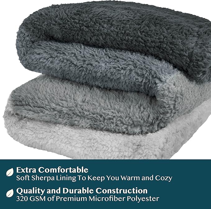 PAVILIA Sherpa Ombre Throw Blanket for Couch | Fuzzy Plush Cozy Microfiber Fleece Couch Blanket | Gradient Decorative Accent Throw | 60x80 Inches Charcoal Grey