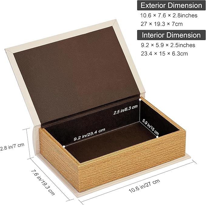 PACOLO Decorative Book Boxes, Faux Wood cover Storage for Hidden Jewelry, Money, and Cash (FOLD TIME)