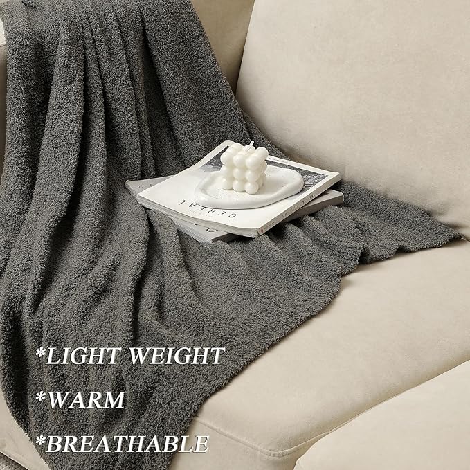 bearberry Super Soft Fluffy Throw Blanket Lightweight Cozy Warm Bed Blankets for Couch Bed Sofa All Season (Dark Grey, 60”x80”)