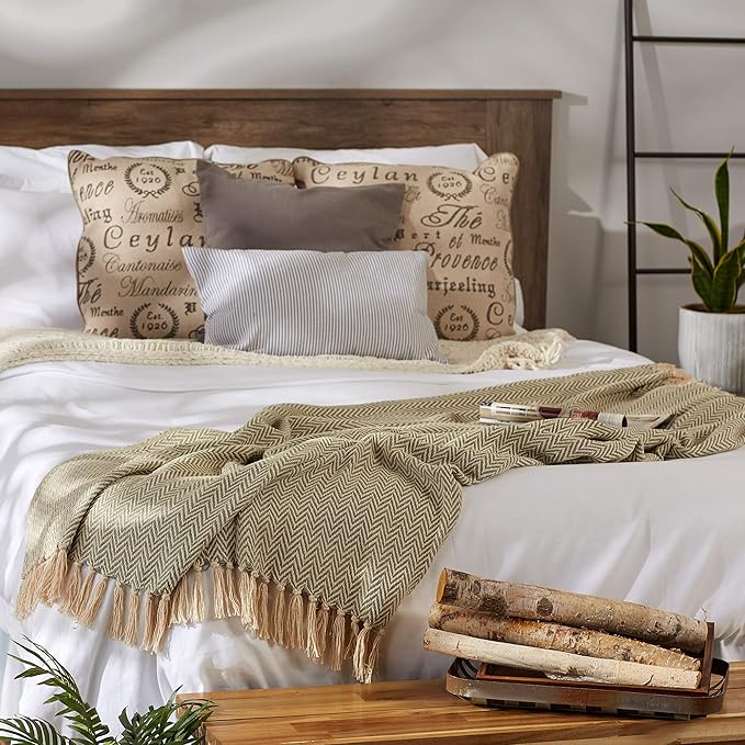 DII Chevron Throw Collection Handloomed Cotton, 50x60, Artichoke