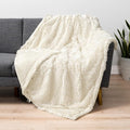 Pavilia Cream Beige Fluffy Throw, Twin Bed, Fuzzy Blanket for Women Men, Super Soft Thick Faux Fur Sherpa Blanket Throw, 60x80
