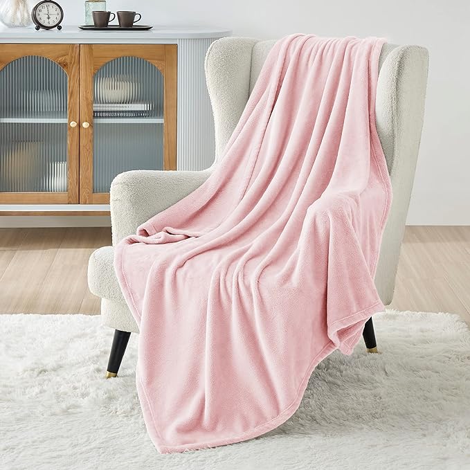 Bedsure GentleSoft Pink Fleece Blanket - 300GSM Soft Lightweight Plush Cozy Blankets for Bed, Sofa, Couch, Travel, Camping, 50x70 inches