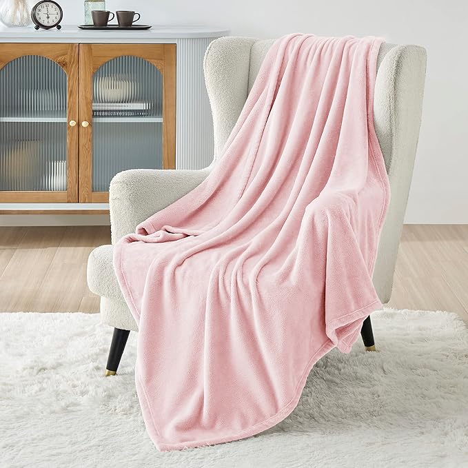 Bedsure GentleSoft Fleece Blanket Twin Size Pink - 300GSM Lightweight Plush Fuzzy Cozy Soft Valentines Blanket for Bed, Sofa, Couch, Travel, Camping, 60x80 inches