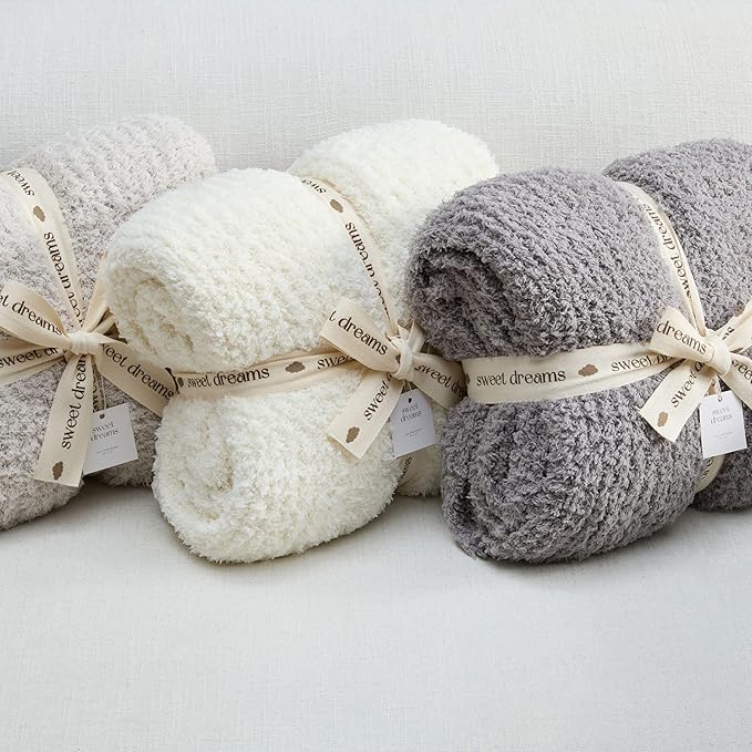 Unboxme Sweet Dreams Cloud Blanket – Luxury Soft Fluffy Fleece Throw Blanket – No Shedding, Plush Cozy Warm – Grey