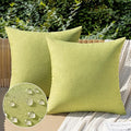 MIULEE Pack of 2 Decorative Outdoor Solid Waterproof Throw Pillow Covers Spring Faux Linen Garden Farmhouse Cushion Cases for Patio Tent Balcony Couch Sofa 20x20 Inch Moss Green