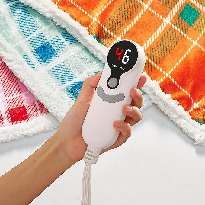 LUXIAN Electric Heated Blanket Full Size 72"x84" - Microplush & Sherpa Fabric Dual-Sided, 9 Heat Settings & 1-10 Hours Auto Off, Cozy Warming Throw for Home, Office, or Bed, Machine Washable, Pink