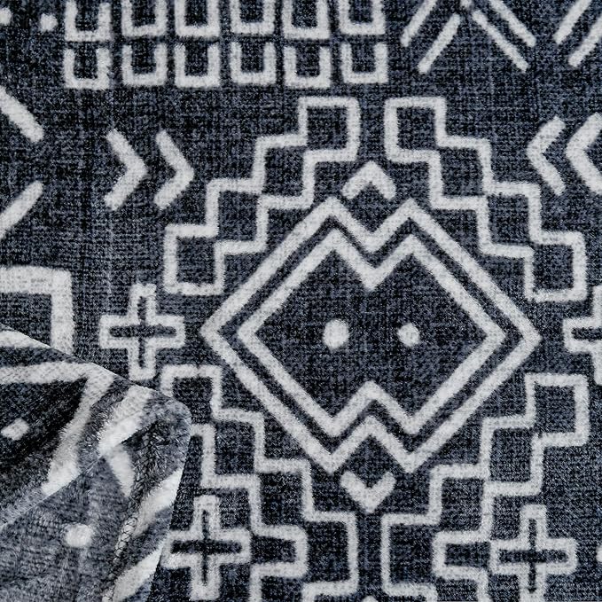 COOVA Oversized King Fleece Blanket 120x120 inches, Soft Cozy Warm Giant Extra Large 10'x10' Blanket for Bed, Sofa, Couch,Travel, Camping, California Huge Flannel Big Throw Blanket, Totem Dark Grey