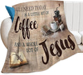 Christian Coffee Jesus & Coffee Throw Blanket - Religious Gift for Women, Men, Kids & Adults - Soft, Warm, Cozy Fleece Blanket for Couch, Sofa, Bed - 60"x50"
