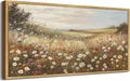 SHENIFY Vintage Framed Wall Art Meadow with Flowers Landscape Scenery Home Decor Retro Wildflower Field Decorations for Farmhouse Bedroom Ready to Hang Wall Artwork - 20x40in Natural Framed