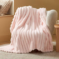 Bedsure Twin Blanket for Bed - 350GSM Super GentleSoft Fuzzy Fluffy Cozy Blankets for Women, Cute Small Plush Fleece Throws for Girls, Pink，60x80 Inches, Wider Striped Design