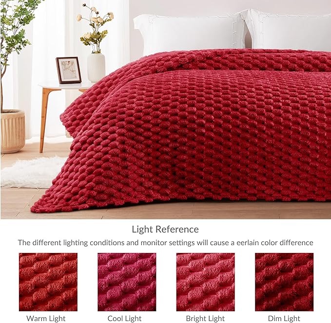 Whale Flotilla Throw Blanket for Couch with Jacquard Pattern, Fuzzy Soft Cozy Exquisite Blankets for All Season, Warm and Fluffy, 50x60 Inch, Red
