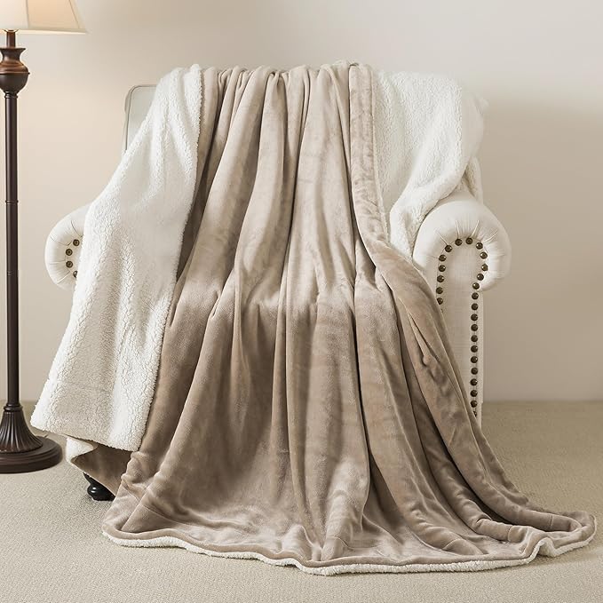 WDCOZY Sherpa Fleece Blankets Fuzzy Warm Throw Blanket Thick Super Soft Reversible Luxurious Fluffy Plush for Sofa Couch Bed Home Decor All Seasons Winter Blankets Tan Camel Beige 108"x90"