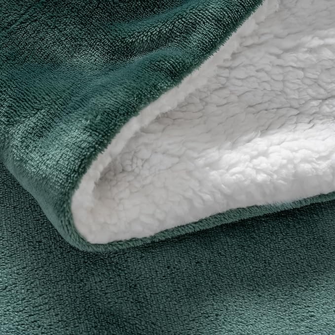 Berkshire Blanket-Sherpa Fleece Blanket, Warm and Soft Loftmink Reversible Blanket for Bed, Sofa and Travel, Smoke Pine, 60 in x 90 in
