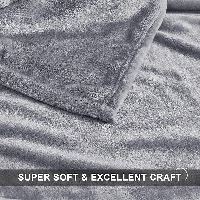 StangH Flannel Fleece Blanket King Size, Plush Super Soft Cozy Microfiber Blankets for Bed Couch, Large Fuzzy Throw Blanket for Babies/Elders, (King Size 108 x 90, Grey)
