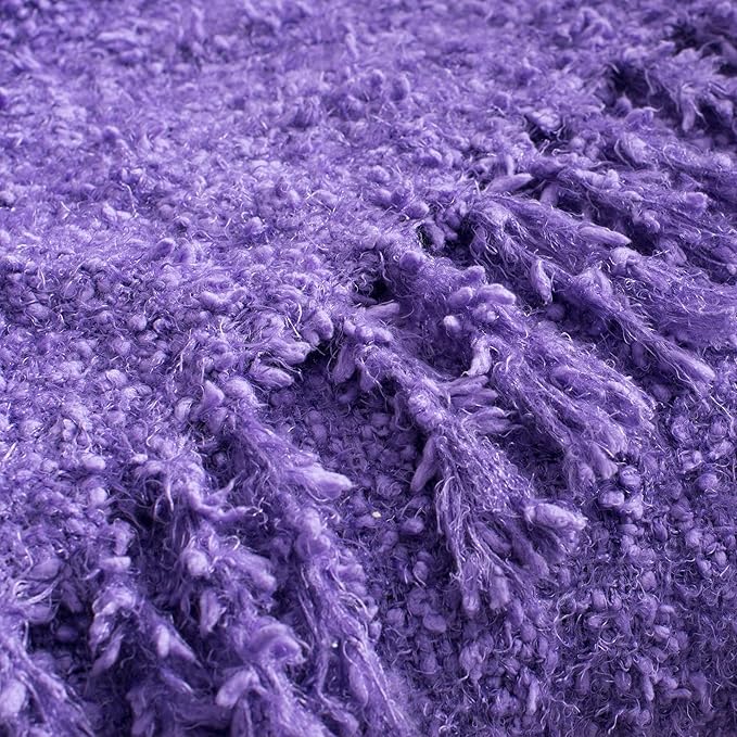 Winter Knit Throw Blanket Fluffy Fuzzy Soft Lightweight Cozy Farmhouse Tassels Chunky Knitted Throws for Couch Sofa Bed (Purple, 50"x60")