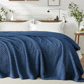 Exclusivo Mezcla King Size Fleece Blanket for Bed, Extra Soft Warm Decorative Fuzzy Blanket for Women, Lightweight Cozy Bedding Blankets, 90x104 Inches, Navy Blue