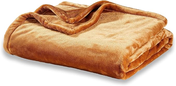Berkshire Blanket Classic VelvetLoft® Solid Throw Blanket, Lightweight Soft Fuzzy Plush Throw Blanket for Bed and Couch, Butterscotch Orange, 50x60 Inches