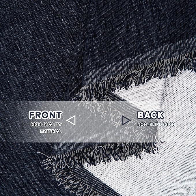 HANDONTIME Navy Blue Sofa Cover with Non-Knot Tassels, Soft & Durable Couch Slipcover for 3 Cushion Sofa, Couch Cover for Dogs Washable Pet-Friendly Sofa Protector,Chenille Sofa Covers, 71"x150"