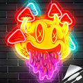 GGK Smiling with Mushrooms Neon Sign Unique Mushroom Decor Aesthetic Room Decor Trippy Mushrooms Light for Halloween Parties, Bedroom Wall, Bar, Game Room, Man Cave
