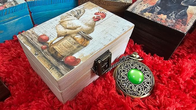 RK Collections Rooster Trinket Box Small Jewelry Keepsake Box | Storage Box for Girls Women | Gift Idea, Animal Lover Ornaments for Home Décor (4 x 2.75)