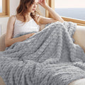 Bedsure Twin Blanket for Bed - 350GSM Fluffy Plush Bubble Blanket for College Dorm for Home Room Decor, GentleSoft Cute Fleece Soft Cozy Gifts for Women Girls, Light Grey, 60x80 Inches