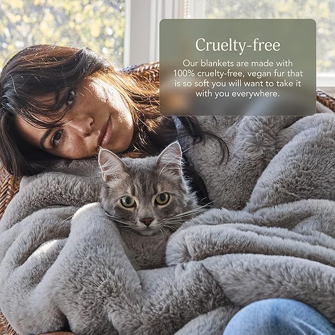 UnHide Marshmallow - Faux Fur Blanket - Heavy Weight, Extra Soft Blanket - Made from Recycled Materials - Machine Washable - Large (90" x 108") - Beige Bear