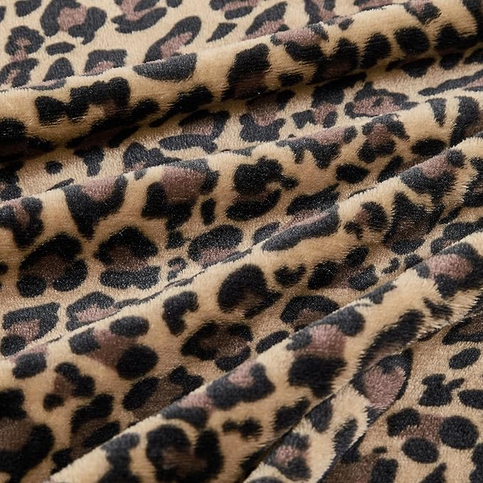 Leopard Print Blanket Fleece Throw for Bed Sofa Travel and Camping, Super Soft Cozy Fluffy Plush Cheetah Print Blanket for All Seasons 50"x60" (Mocha Brown)