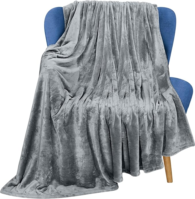 Utopia Bedding Fleece Blanket Throw Size Ash Grey 300GSM Luxury Anti-Static Fuzzy Soft Microfiber Blanket for Couch, Sofa and Bed (50x60 Inch)