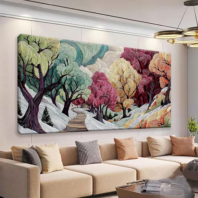 TAIJXAGSG Boho Wall Art For Living Room Colorful Tree Canvas Art Wall Decor Artwork Print Painting 24" X 48" Abstract Wall Art Picture For Bedroom Modern Salon Kitchen Office Home Wall Decor