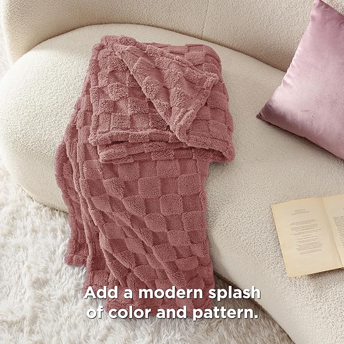 Bedsure GentleSoft Dusty Pink Throw Blanket for Couch - Super Soft Cozy Blankets Gifts for Women Men Girls, Cute Small Fleece Throws for Bedroom Home Decor, 50x70 Inches
