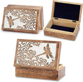 Ajuny Wooden Jewelry Keepsake Box 8x5 Inch – Handcrafted Decorative Treasure Chest for Men & Women, Multipurpose Reptier Carved Wooden Storage Box for Trinkets, Memory, Gifts, and Home Decor