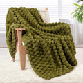 Whale Flotilla Throw Blanket for Couch with Jacquard Pattern, Fuzzy Soft Cozy Exquisite Blankets for All Season, Warm and Fluffy, 50x60 Inch, Olive